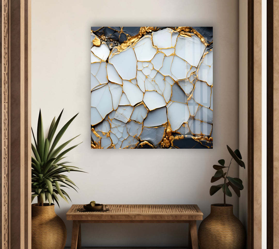 Marble with Gold Veins Glass Wall Art