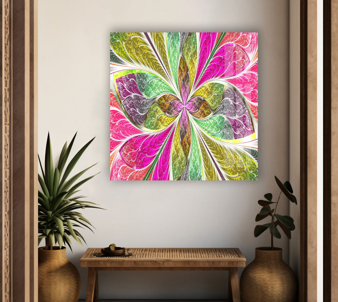 Colorful Fractal Glass Wall Art stained glass wall art, stained glass wall decor