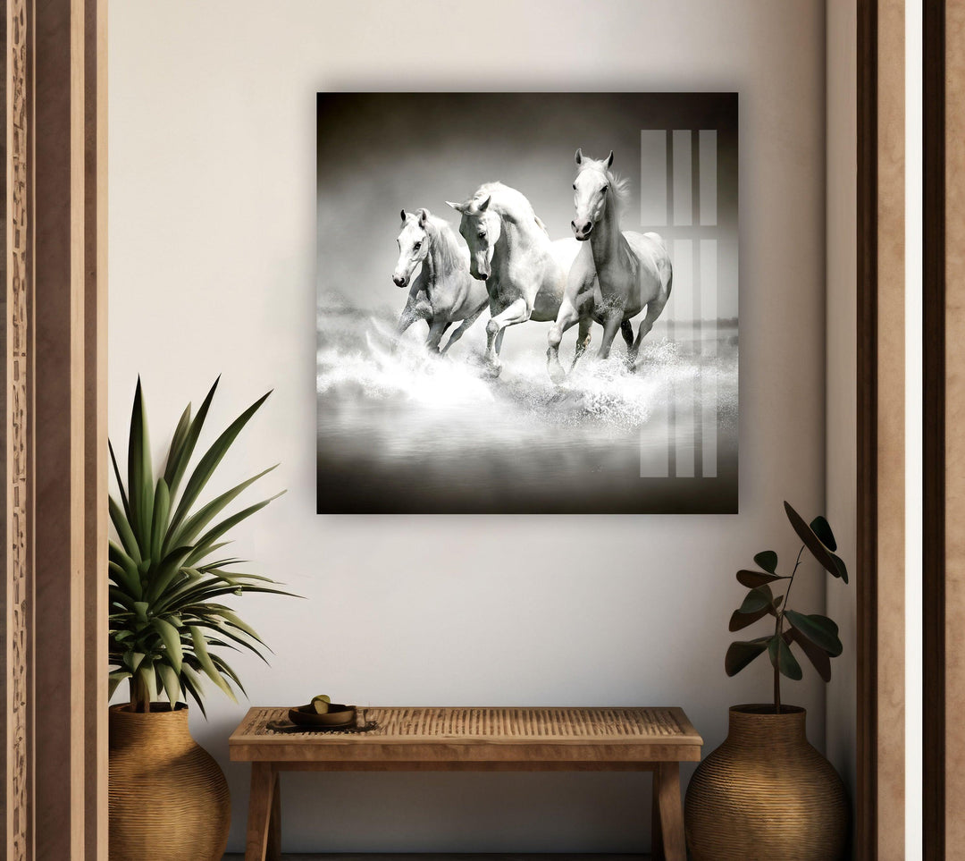 Riding White Horses Glass Wall Art glass image printing, glass prints from photos