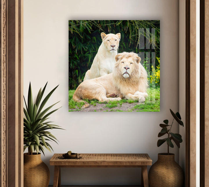 Lion Family Glass Wall Art             glass wall decor, glass wall art decor