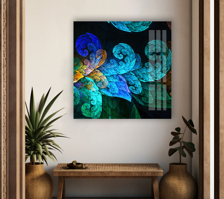 Fractal Feathers Glass Wall Art, large glass photo prints, glass wall photos