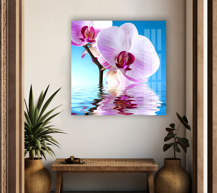 Pink Orchid Glass Wall Art, glass image printing, glass prints from photos