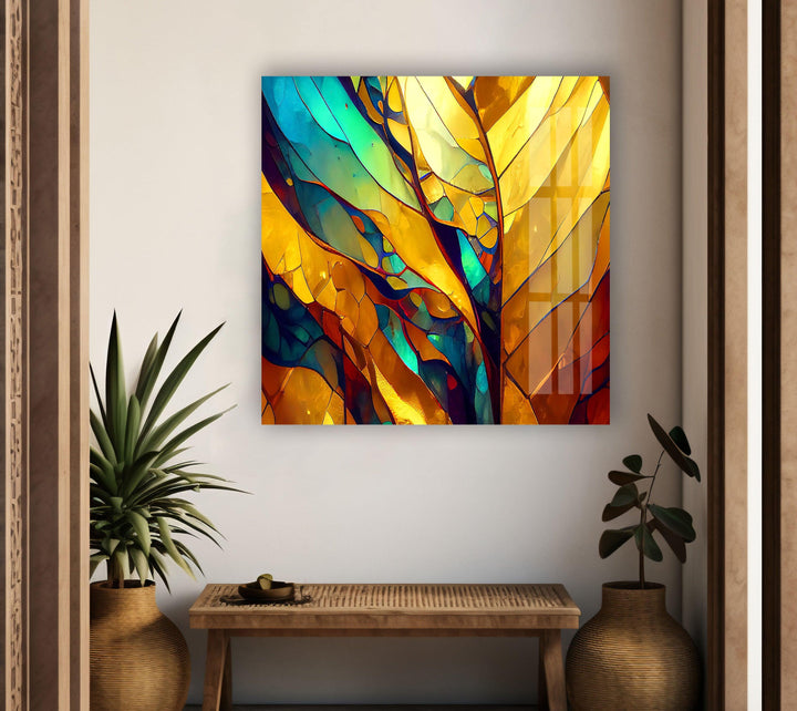 Stained Gold & Yellow Glass Wall Art glass wall decor, glass wall art decor