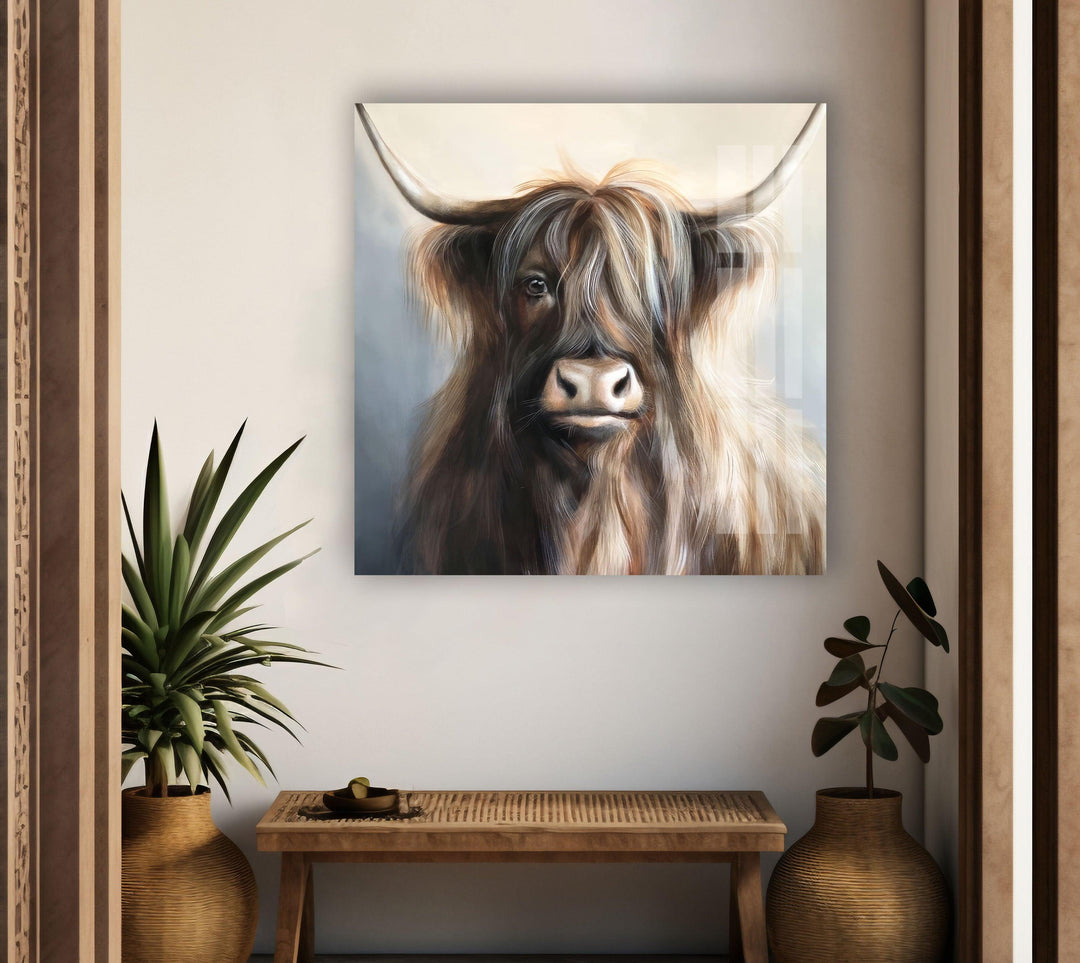 Portrait of Bull Glass Wall Art glass pictures for Wall, glass prints wall art