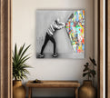 Banksy Behind the Curtain Graffiti Tempered Glass Wall Art - MyPhotoStation - Artdesigna Glass Printing Wall Arts - Banksy Artwork for Sale