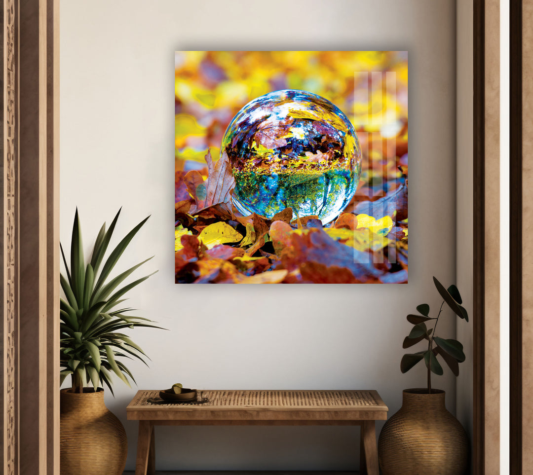 Fall Glass Sphere Autumn Glass Wall Art