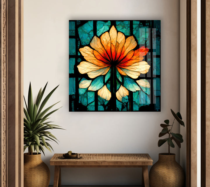 Floral Stained Abstract Tempered Glass Wall Art - MyPhotoStation