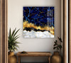 Alcohol Ink Blue Marble Tempered Glass Wall Art