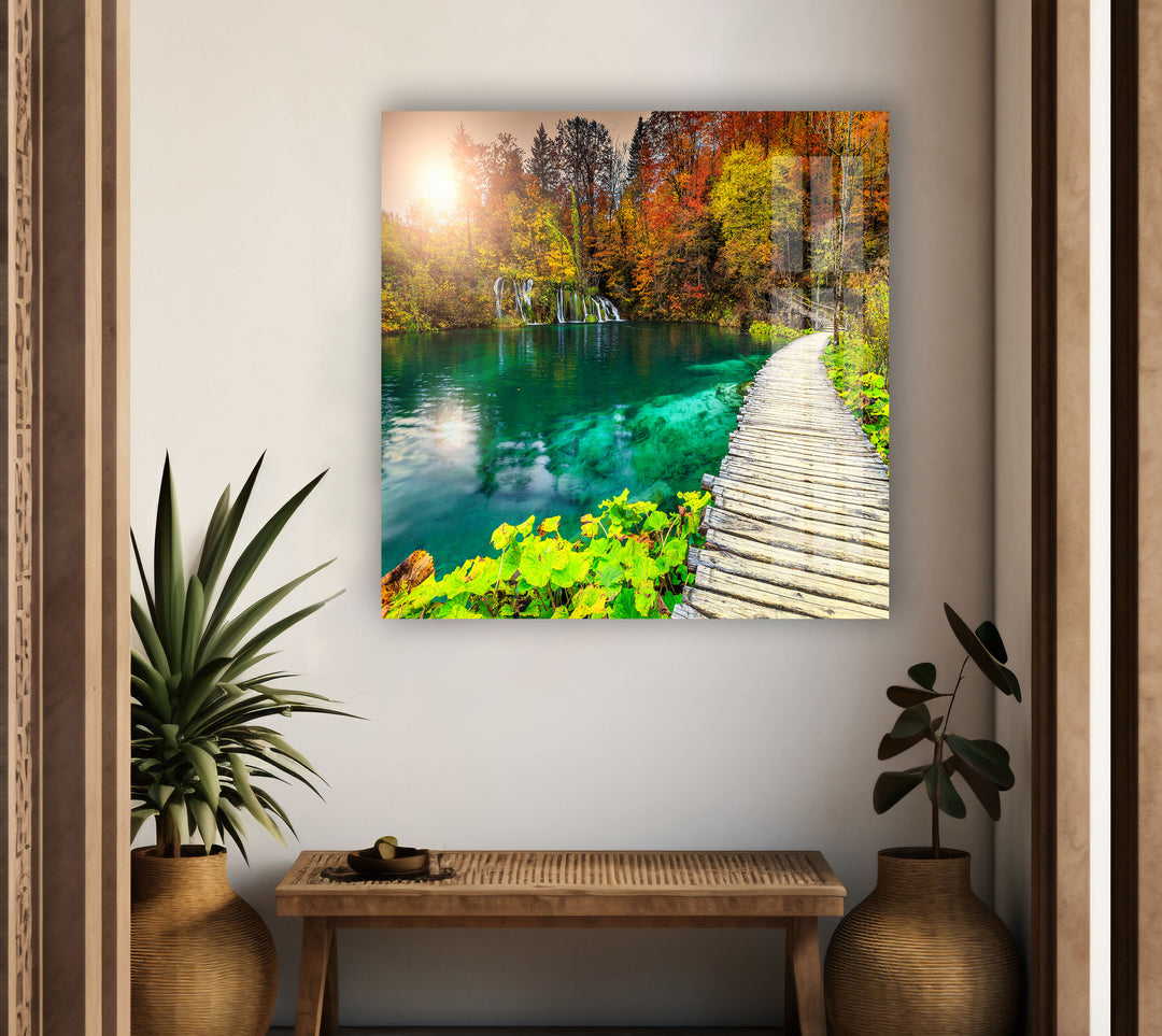 Plitvice Lake Landscape Glass Wall Art large glass photo prints, glass wall photos