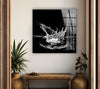 Black Water Splashes Tempered Glass Wall Art