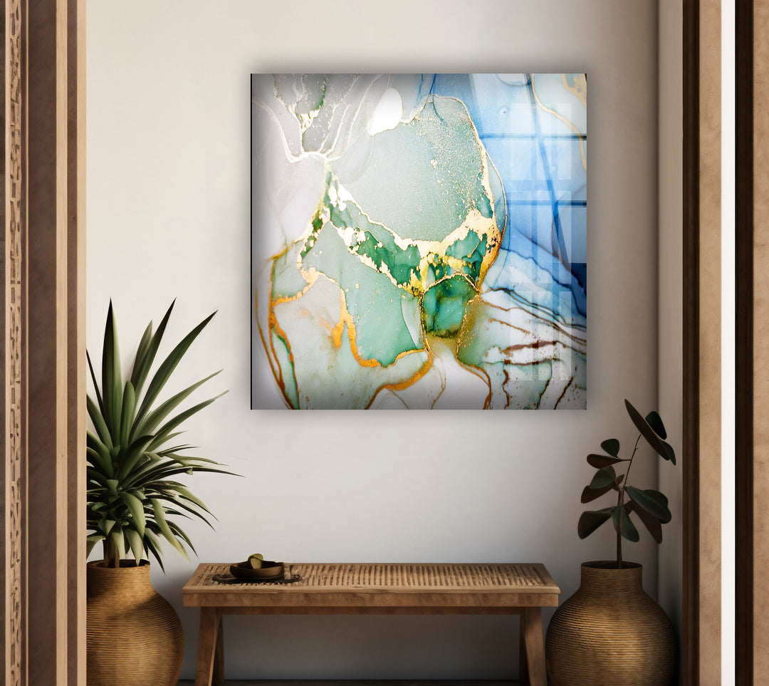 Golden Fluid Art Stunning Abstract Glass Art Paintings