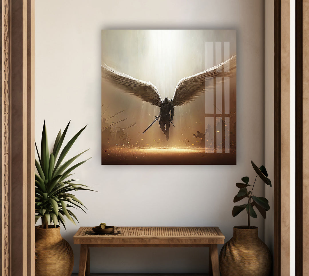 Christian Angel Kyrestia Glass Wall Art