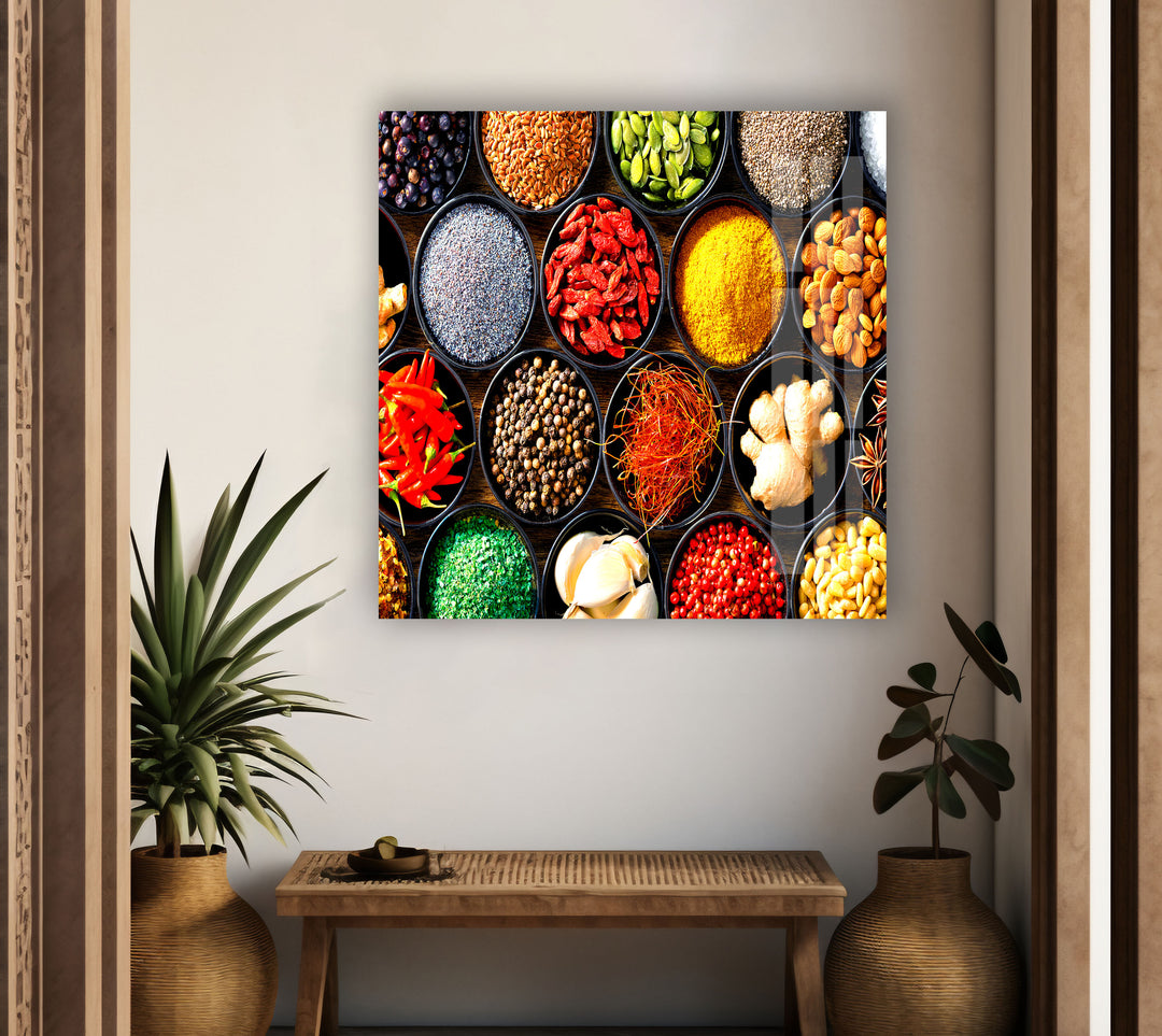 Spices And Herbs Glass Wall Art, glass pictures for Wall, glass prints wall art