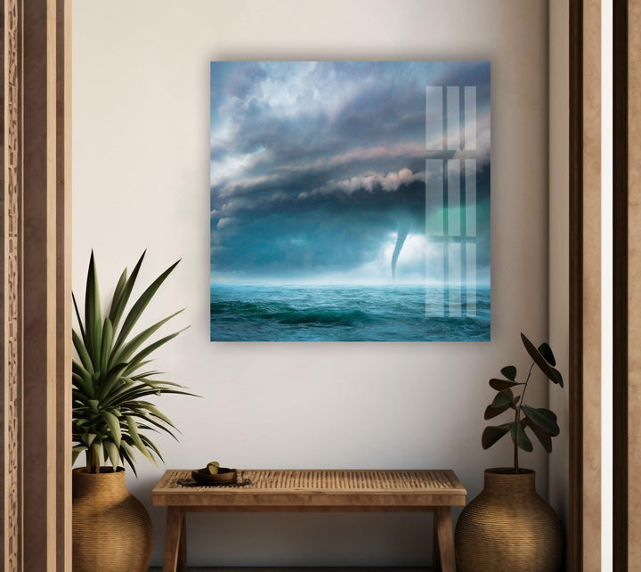 Tornado In Ocean Glass Wall Art custom glass photo prints, large glass prints