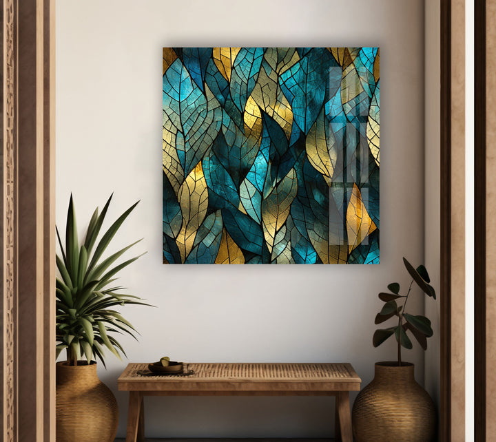 Mosaic Green Leaves Glass Wall Art glass image printing, glass prints from photos