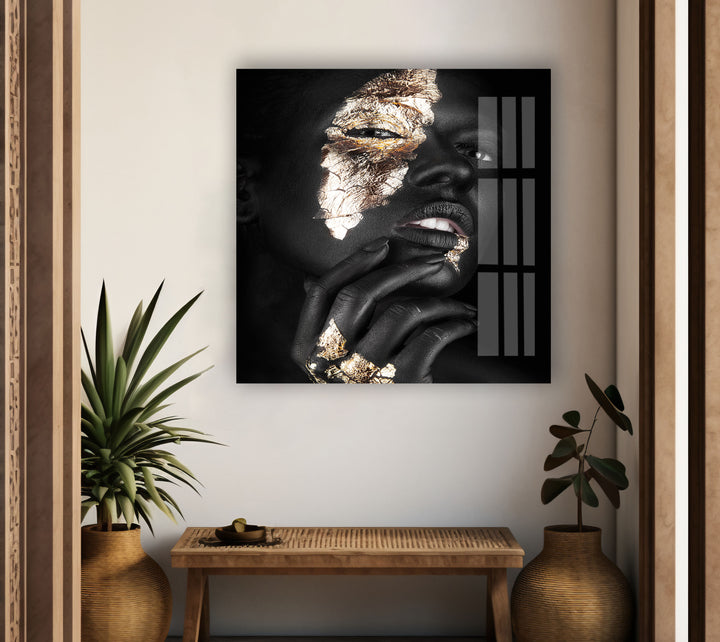 Gold & Black Woman Portrait Cool Art Pieces & Glass Art Prints