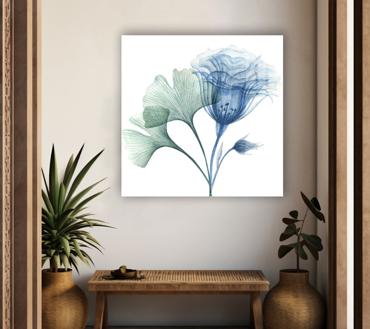 Watercolor Pastel Blue Flowers Glass Wall Art, art glass wall art, glass wall art pictures