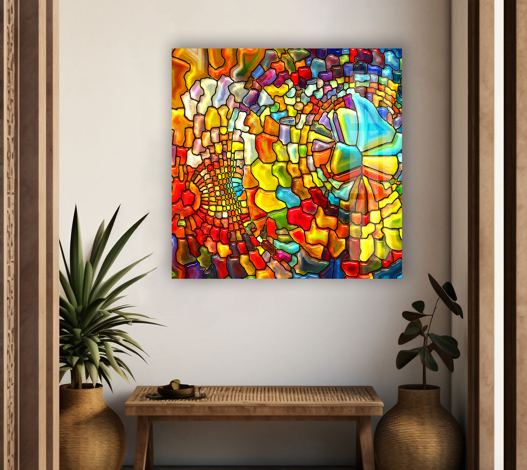 Colorful Mosaic Stained Glass Wall Art glass image printing, glass prints from photos