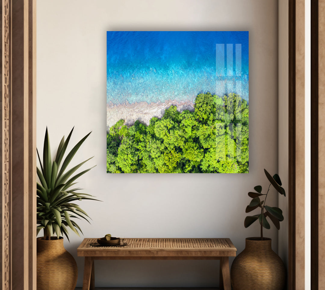 Tropical Island Nature Glass Wall Art