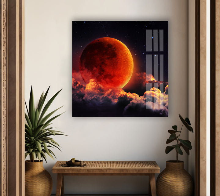 Blood Moon Glass Wall Art, Glass Printing Wall Art, Print photos on glass