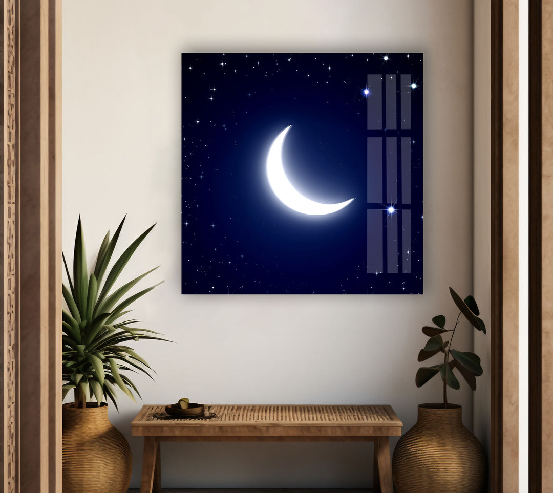 Night Sky With Moon Glass Wall Art large glass photo prints, glass wall photos