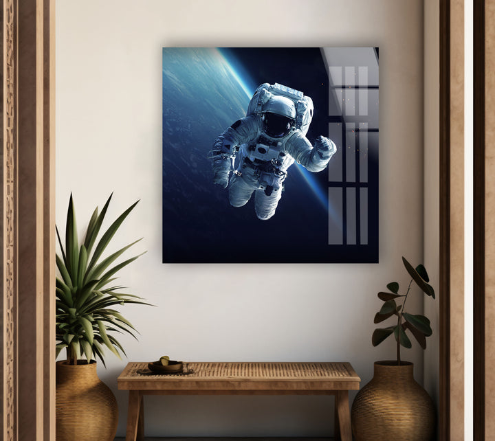 Astronaut At Spacewalk Glass Wall Art, Glass Printing Wall Art, Print photos on glass