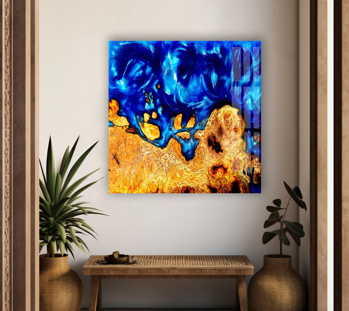 Epoxy Resin and Wood Glass Wall Art print picture on glass, Tempered Glass Wall Art
