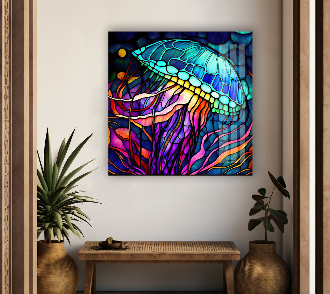 Colored Starfish Glass Wall Art picture on glass wall art, photos printed on glass