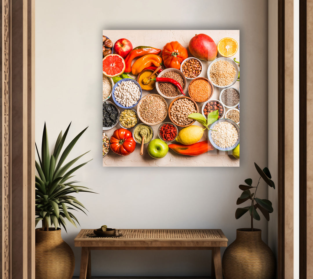 Modern Kitchen Glass Wall Art, glass art painting, glass art for the Wall