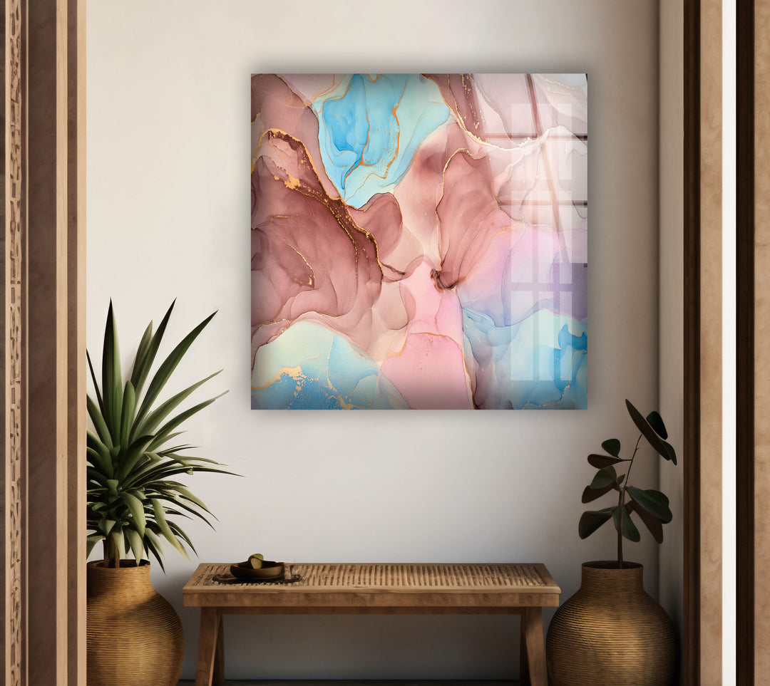 Alcohol Ink Abstract Pink Glass Wall Art glass photo prints, glass picture prints