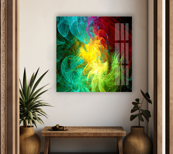 Colorful Fractal Abstract Glass Wall Art picture on glass wall art, photos printed on glass