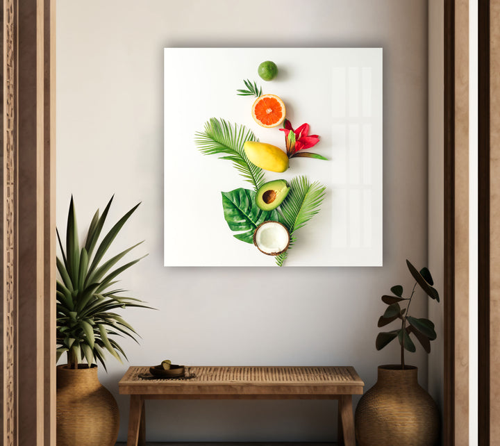 Fruits Kitchen Glass Wall Art, glass pictures for Wall, glass prints wall art