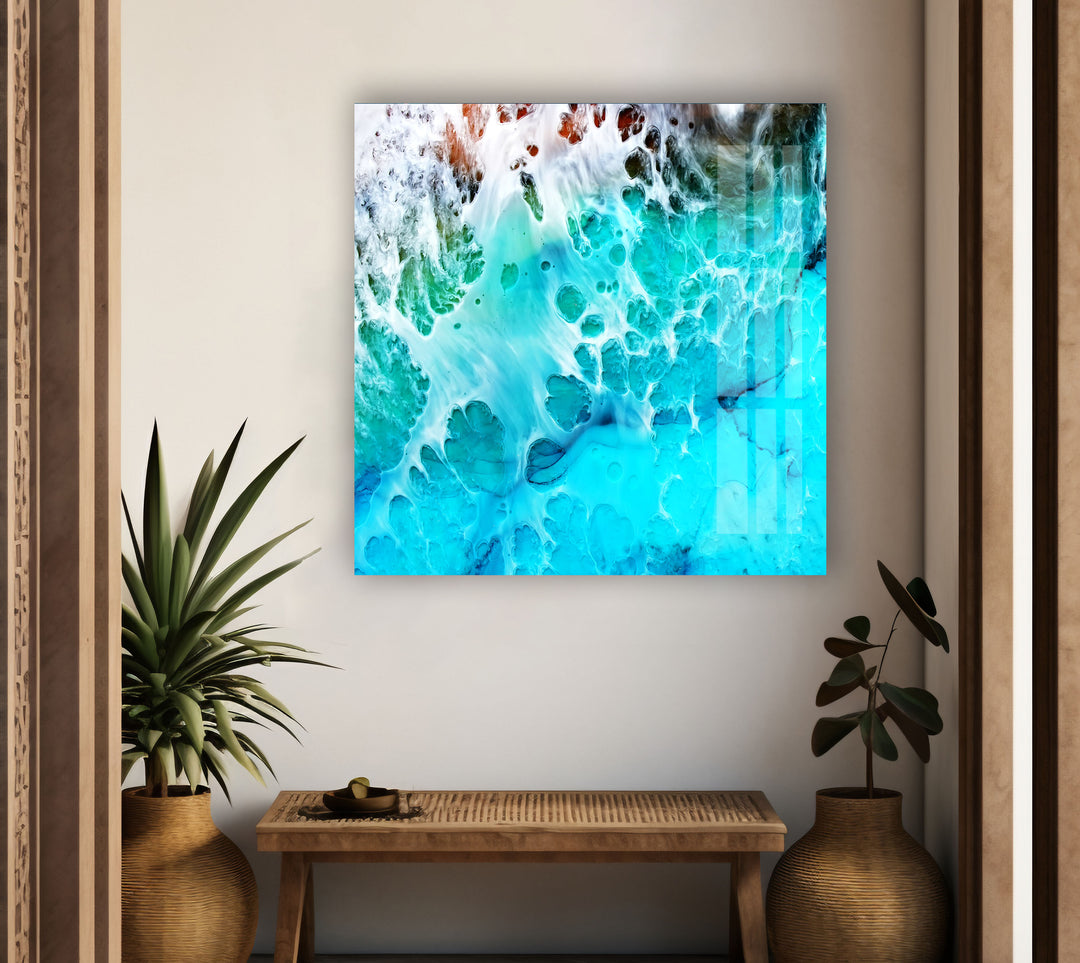 Aerial View of Ocean Glass Wall Art photo print on glass, prints on glass wall art