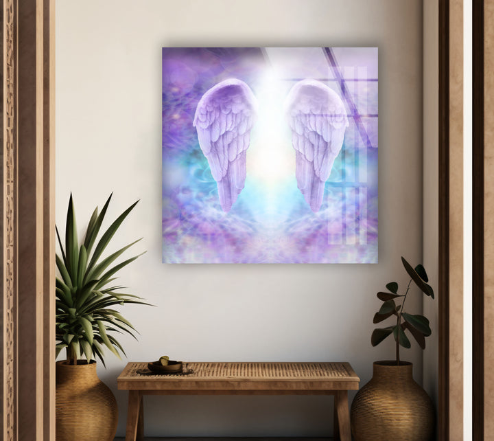 Purple Angel Wings Glass Wall Artwork & Cool Decor