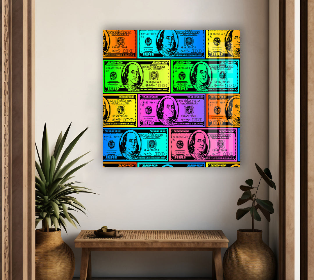 Neon Dollar  Tempered Glass Wall Art - MyPhotoStation