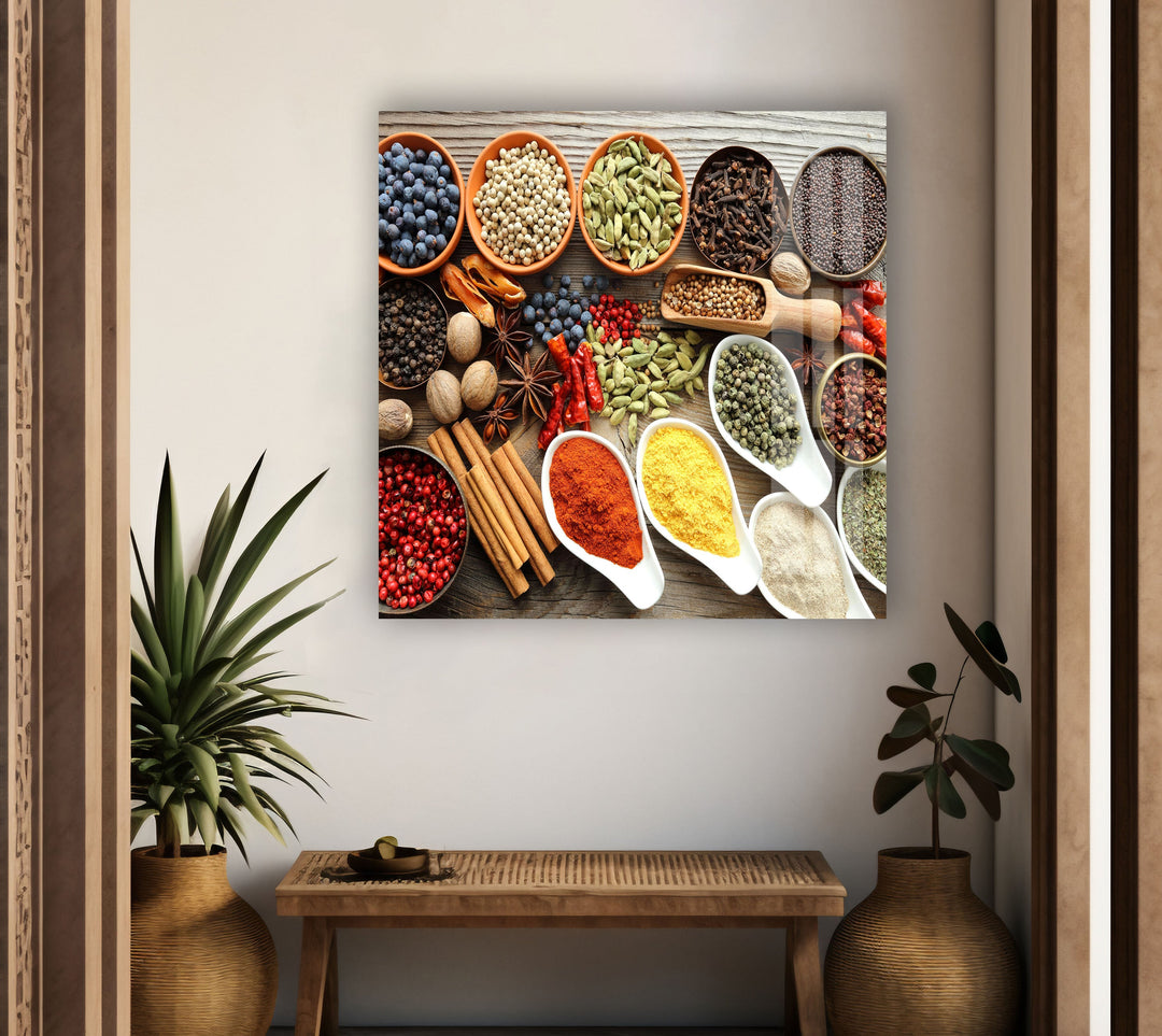 Spices In Bowl Glass Wall Art, art glass wall art, glass wall art pictures