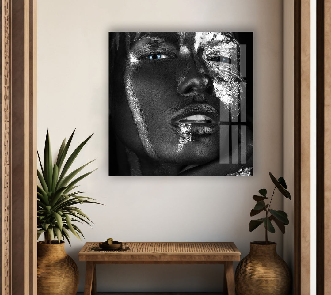 Black & Silver Woman Portrait Cool Wall Art & Glass Photo Prints