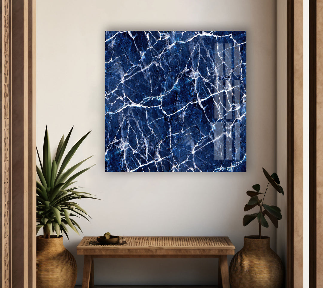 Dark Blue Alcohol ink Glass Wall Art, glass image printing, glass prints from photos