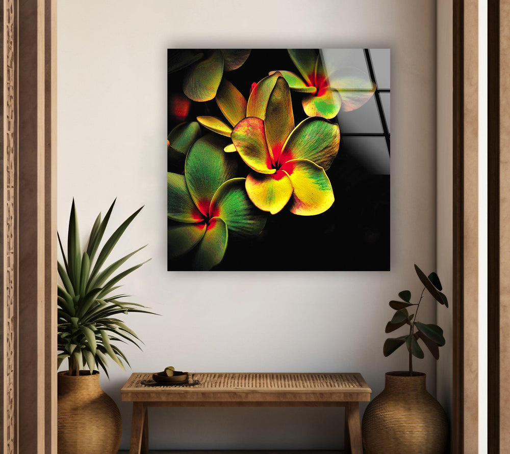 Vivid Color Yellow Flower Glass Wall Art, picture on glass wall art, photos printed on glass
