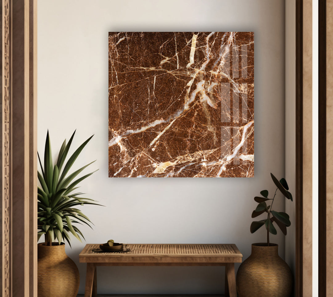 Brown & White Marble Abstract Glass Wall Art Glass Printing Wall Art, Print photos on glass