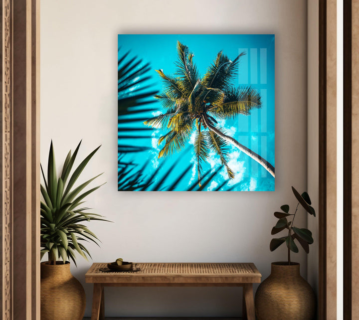 Green Palm Tree Glass Wall Art Glass Printing Wall Art, Print photos on glass