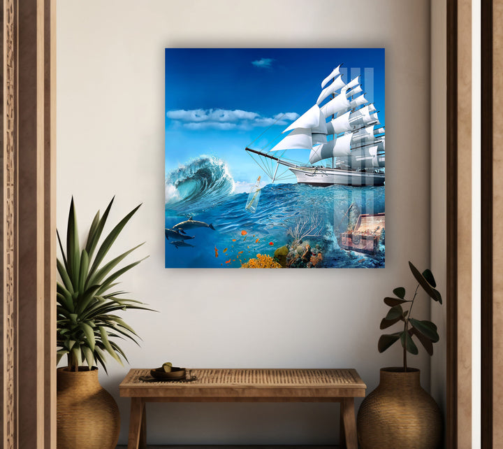 Bottom of The Sea Glass Wall Art picture on glass wall art, photos printed on glass