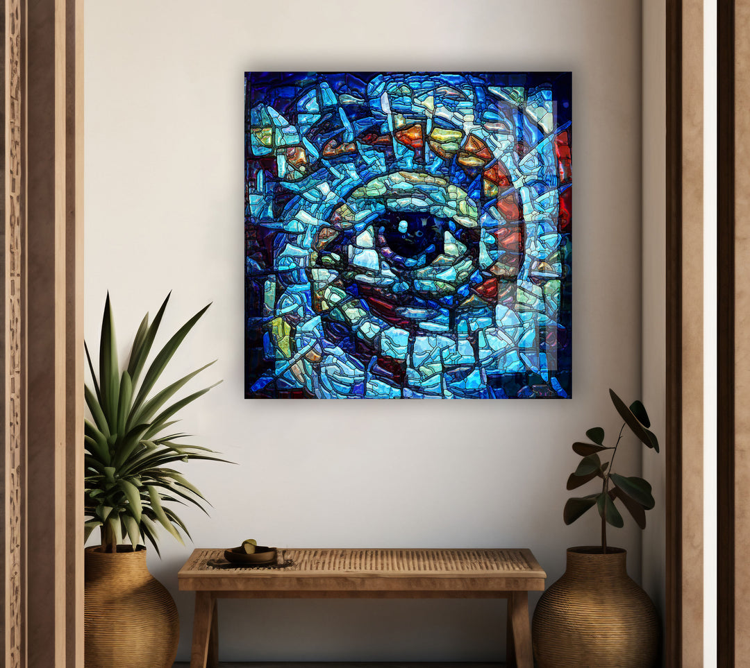 Blue Eye Mosaic Glass Wall Art, art glass wall art, glass wall art pictures