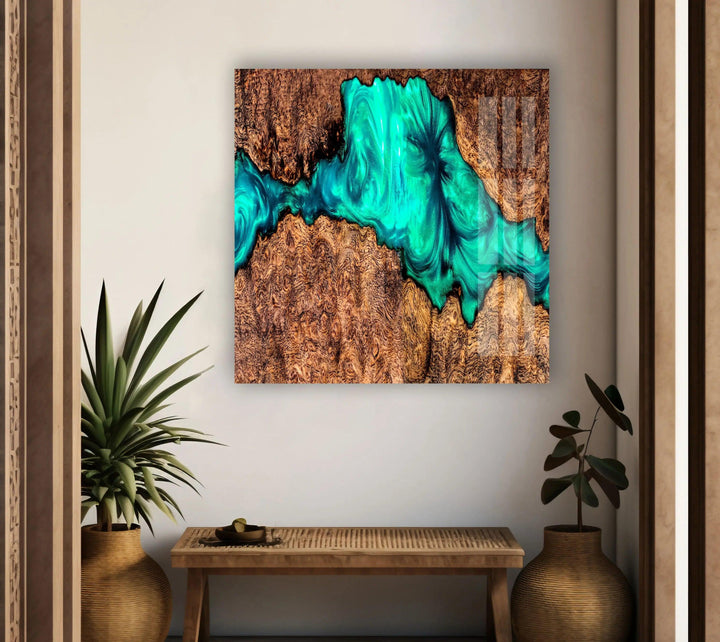 Copper Epoxy Pattern Abstract Glass Wall Art photo print on glass, prints on glass wall art
