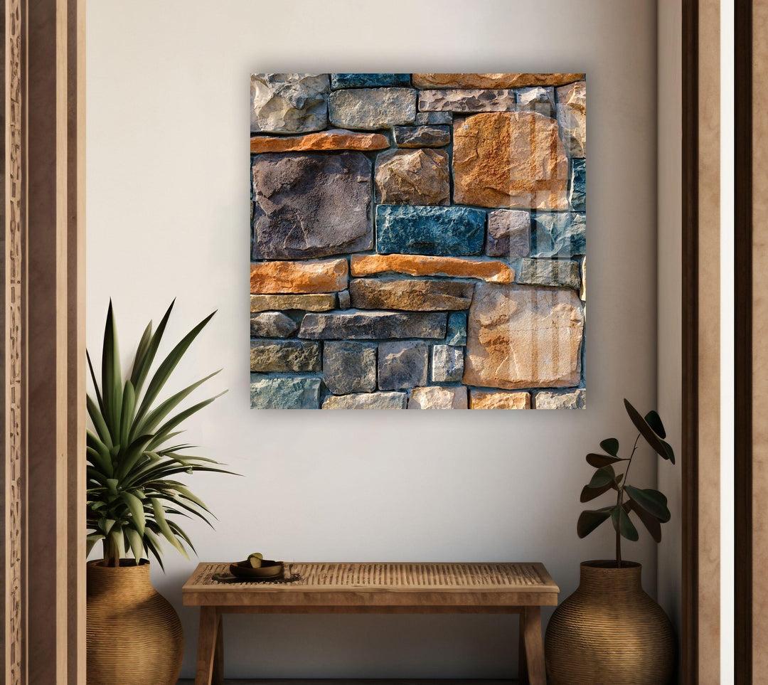 Brick Wall Tile Glass Wall Art for living room