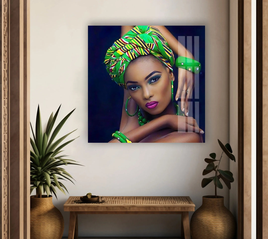 Cool African Woman Glass Wall Art