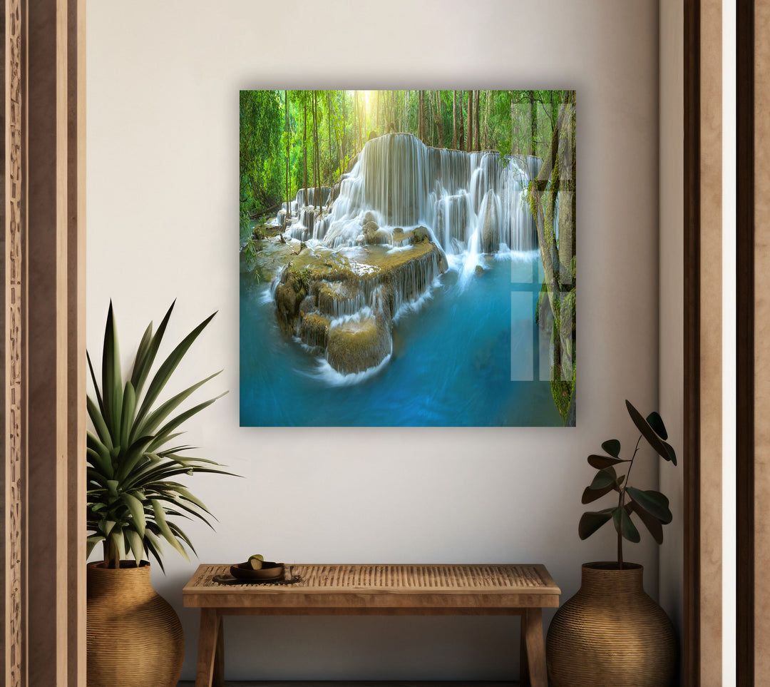 Deep Forest Waterfall Thailand Impressive Large Glass Photo Prints