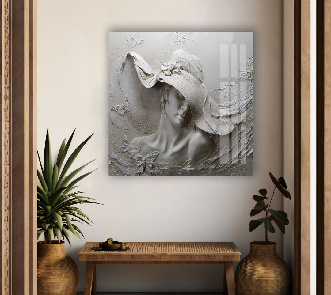 Grey Woman Portrait Glass Wall Pictures & Cool Art