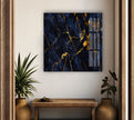 Dark Blue Marbled Glass Wall Art, photo print on glass, prints on glass wall art