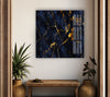 Dark Blue Marbled Glass Wall Art, photo print on glass, prints on glass wall art